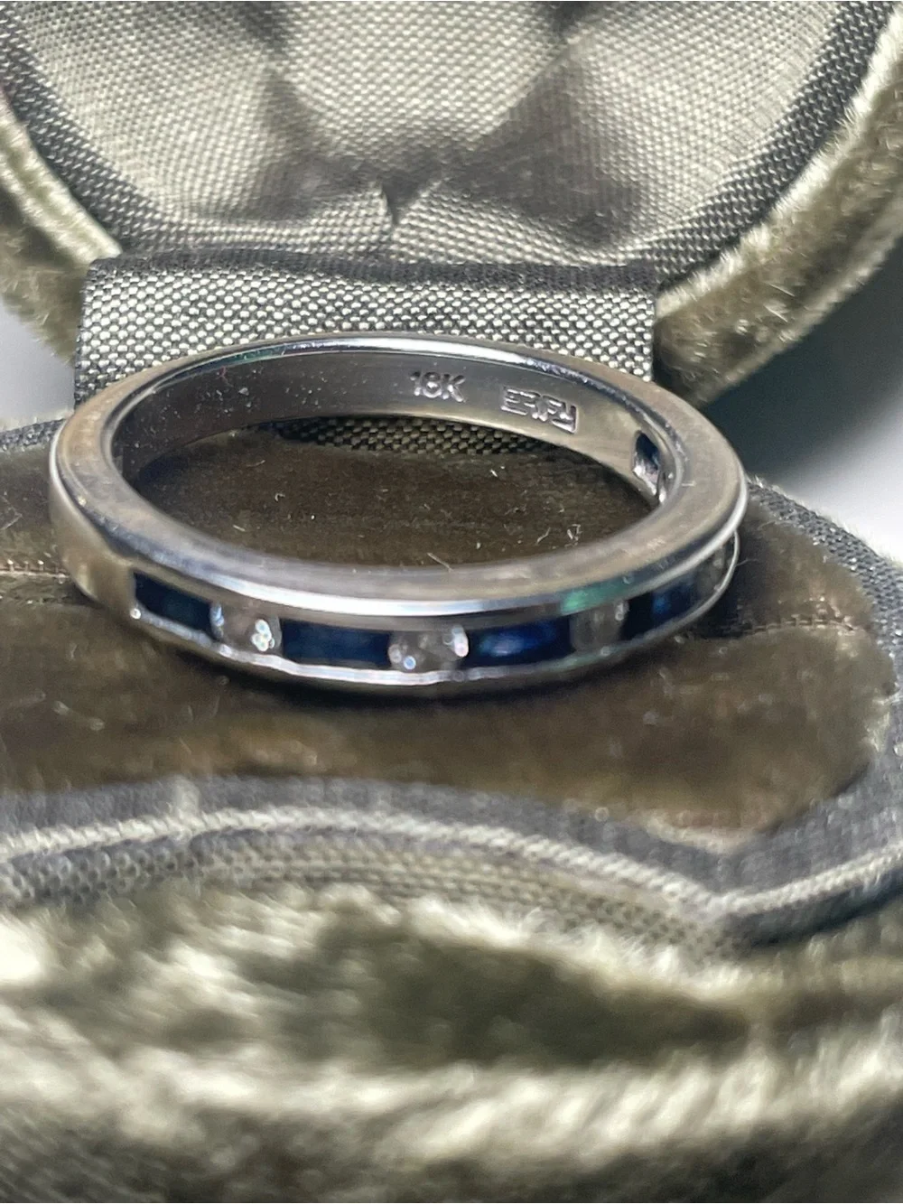 Effy 18k white gold band with sapphires and diamonds